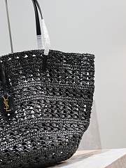 Fortok Saint Laurent Panier Raffia Black 42×20×22cm - 5