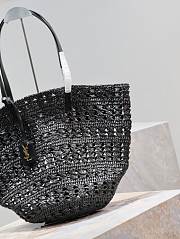 Fortok Saint Laurent Panier Raffia Black 42×20×22cm - 4