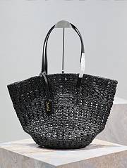 Fortok Saint Laurent Panier Raffia Black 42×20×22cm - 2