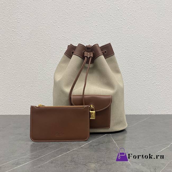 Fortok Loro Piana Extra Drawstring backpack L27 Natural/Caramel Sugar/Sun Gold 25x27x14cm  - 1