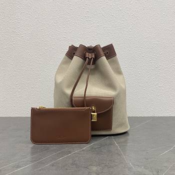 Fortok Loro Piana Extra Drawstring backpack L27 Natural/Caramel Sugar/Sun Gold 25x27x14cm 