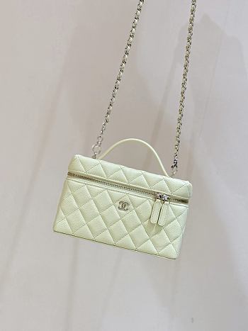 Fortok Chanel 25C LP Box Bag Caviar Yellow 14*19*5cm
