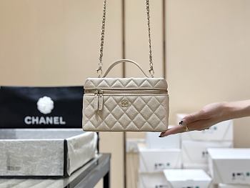 Fortok Chanel 25C LP Box Bag Caviar Beige 14*19*5cm