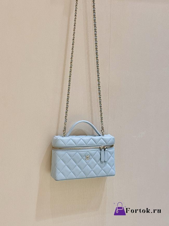 Fortok Chanel 25C LP Box Bag Caviar Blue 14*19*5cm - 1