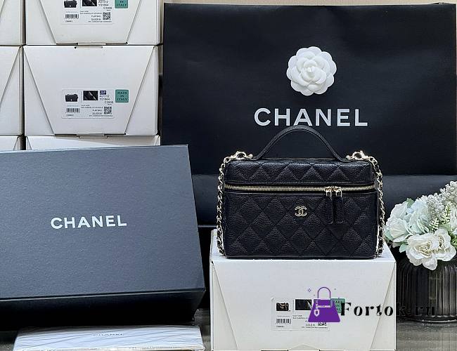 Fortok Chanel 25C LP Box Bag Caviar Black 14*19*5cm - 1