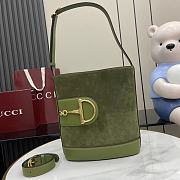 Fortok Gucci 73 Mini Suede Shoulder Bag Green 26 x 27.5 x 11.5 cm - 1