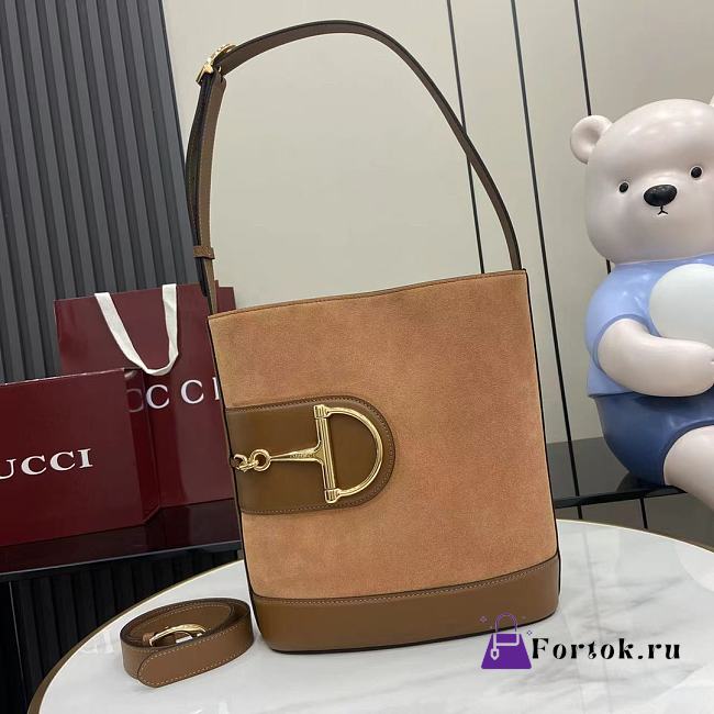 Fortok Gucci 73 Mini Suede Shoulder Bag Brown 26 x 27.5 x 11.5 cm - 1