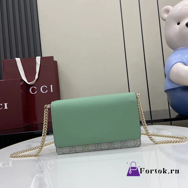 Fortok Gucci GG Emblem Chain Wallet Green 20 x 13 x 4 cm - 1