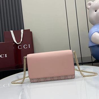 Fortok Gucci GG Emblem Chain Wallet Pink 20 x 13 x 4 cm