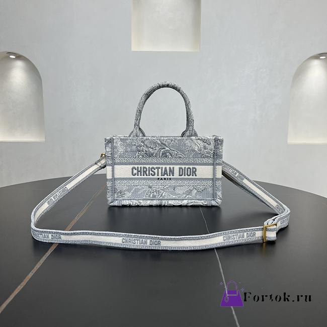 Fortok Dior Tote Book Bag Grey 22.5 x 15 x 6 cm  - 1