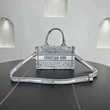 Fortok Dior Tote Book Bag Grey 22.5 x 15 x 6 cm 