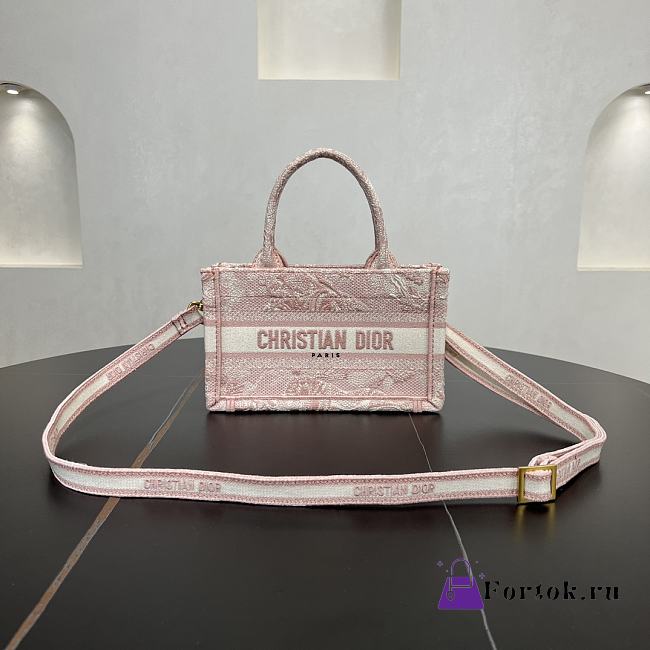 Fortok Dior Tote Book Bag Pink 22.5 x 15 x 6 cm  - 1