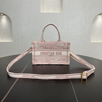 Fortok Dior Tote Book Bag Pink 22.5 x 15 x 6 cm 