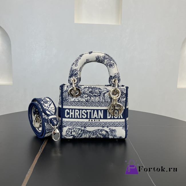 Fortok Dior Lady D-lite Navy Blue White 17*15*7cm - 1