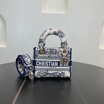 Fortok Dior Lady D-lite Navy Blue White 17*15*7cm