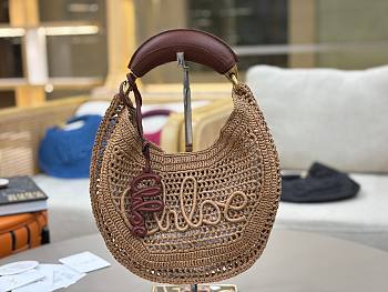 Fortok Chloe Summer Banana Hobo Bag Brown 36*21.5 cm