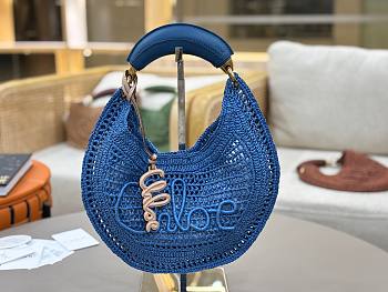 Fortok Chloe Summer Banana Hobo Bag Blue 36*21.5 cm