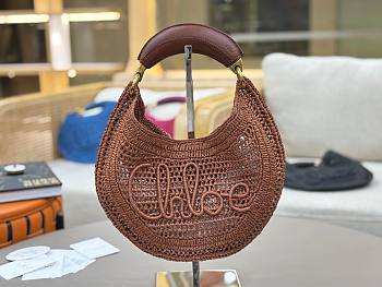 Fortok Chloe Summer Banana Hobo Bag Dark Brown 36*21.5 cm