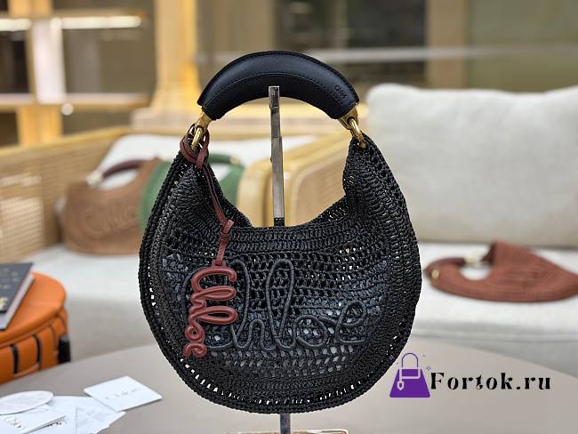 Fortok Chloe Summer Banana Hobo Bag Black 36*21.5 cm - 1
