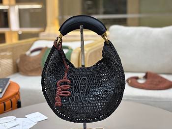 Fortok Chloe Summer Banana Hobo Bag Black 36*21.5 cm
