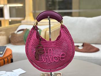 Fortok Chloe Summer Banana Hobo Bag Pink 36*21.5 cm