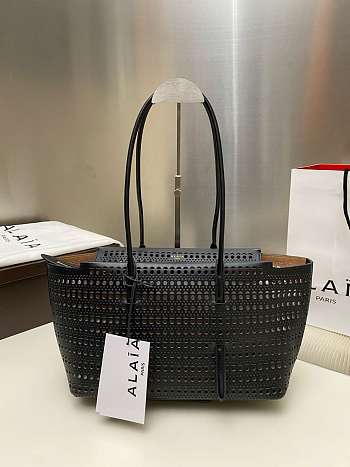 Fortok Alaïa Neo Mina 32 Perforated Calfskin Tote Black 32x19x16cm