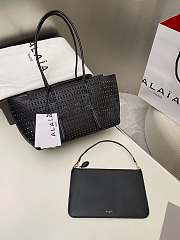 Fortok Alaïa Neo Mina 32 Perforated Calfskin Tote Black 32x19x16cm - 4