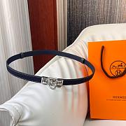 Fortok Hermes Belt Silver Hardware 1.8 cm Navy Blue - 1