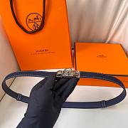 Fortok Hermes Belt Silver Hardware 1.8 cm Navy Blue - 6