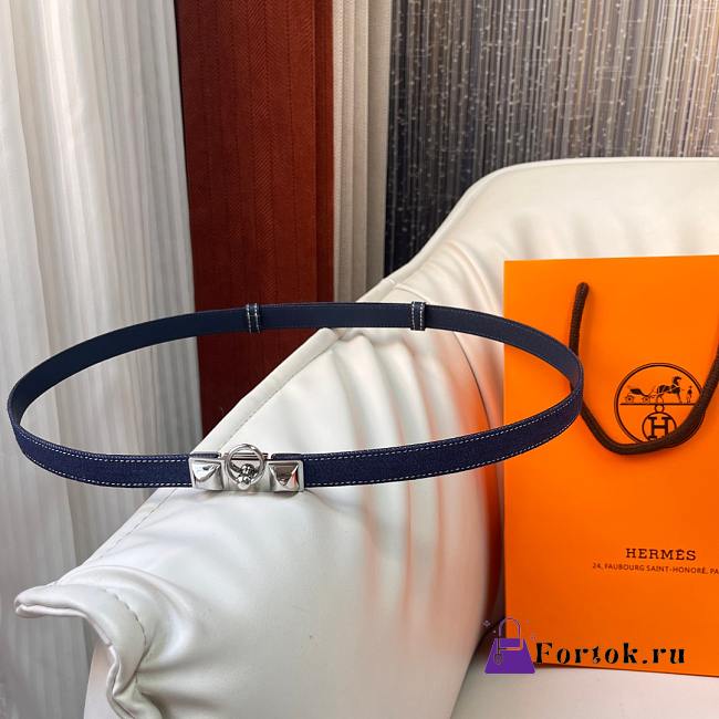 Fortok Hermes Belt Silver Hardware 1.8 cm Navy Blue 02 - 1