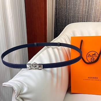 Fortok Hermes Belt Silver Hardware 1.8 cm Navy Blue 02