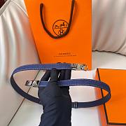 Fortok Hermes Belt Silver Hardware 1.8 cm Navy Blue 02 - 6