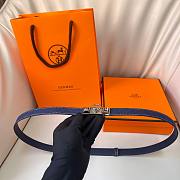 Fortok Hermes Belt Silver Hardware 1.8 cm Navy Blue 02 - 5