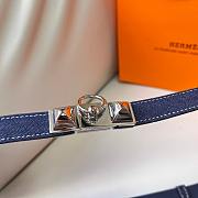 Fortok Hermes Belt Silver Hardware 1.8 cm Navy Blue 02 - 4