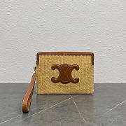 Fortok Celine SMALL POUCH WITH STRAP IN TEXTILE AND CALFSKIN Brown 24x17x2cm - 1