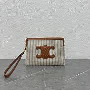 Fortok Celine SMALL POUCH WITH STRAP IN TEXTILE AND CALFSKIN Grey 24x17x2cm - 1
