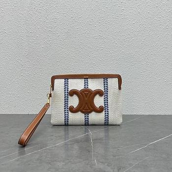 Fortok Celine SMALL POUCH WITH STRAP IN TEXTILE AND CALFSKIN White 24x17x2cm