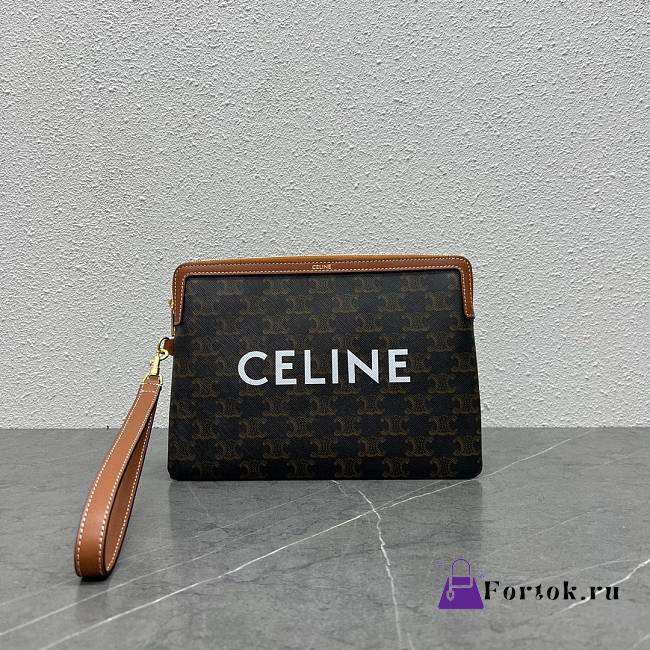 Fortok Celine SMALL POUCH WITH STRAP IN TEXTILE AND Black 24x17x2cm - 1