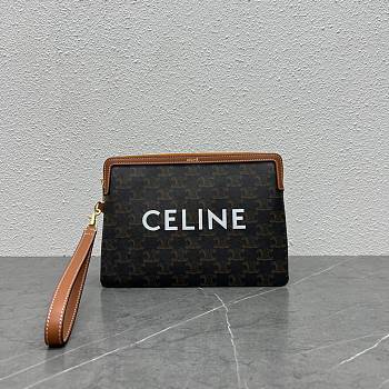 Fortok Celine SMALL POUCH WITH STRAP IN TEXTILE AND Black 24x17x2cm
