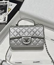 Fortok Chanel Flap Bag Handle Silver 20x9x13cm - 1