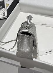 Fortok Chanel Flap Bag Handle Silver 20x9x13cm - 6