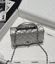 Fortok Chanel Flap Bag Handle Silver 20x9x13cm - 5