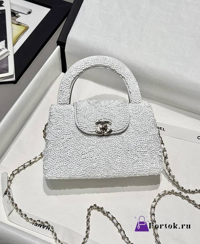 Fortok Chanel Kelly Sequins White 13x19x7cm - 1