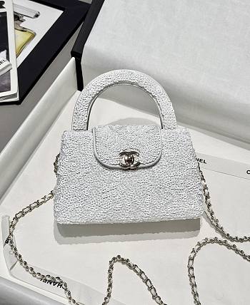 Fortok Chanel Kelly Sequins White 13x19x7cm