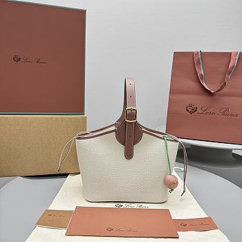 Fortok Loro Piana Bobbin Bucket bag Cotton & Linen Natural/Caramel Sugar/Sun Gold 21x13x35cm 