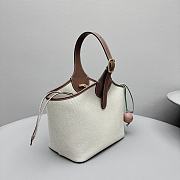 Fortok Loro Piana Bobbin Bucket bag Cotton & Linen Natural/Caramel Sugar/Sun Gold 21x13x35cm  - 5