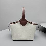 Fortok Loro Piana Bobbin Bucket bag Cotton & Linen Natural/Caramel Sugar/Sun Gold 21x13x35cm  - 4