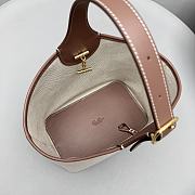 Fortok Loro Piana Bobbin Bucket bag Cotton & Linen Natural/Caramel Sugar/Sun Gold 21x13x35cm  - 3