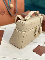 Fortok Loro Piana Extra Pocket L19 Beige Ostrich Leather 27 x 10 x 16 cm - 3