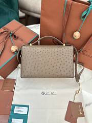 Fortok Loro Piana Extra Pocket L27 Chocolate Ostrich Leather 27 x 10 x 16 cm - 6